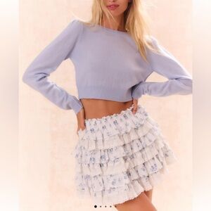 Love Shack Fancy Citron Cotton Floral Skirt Size Small